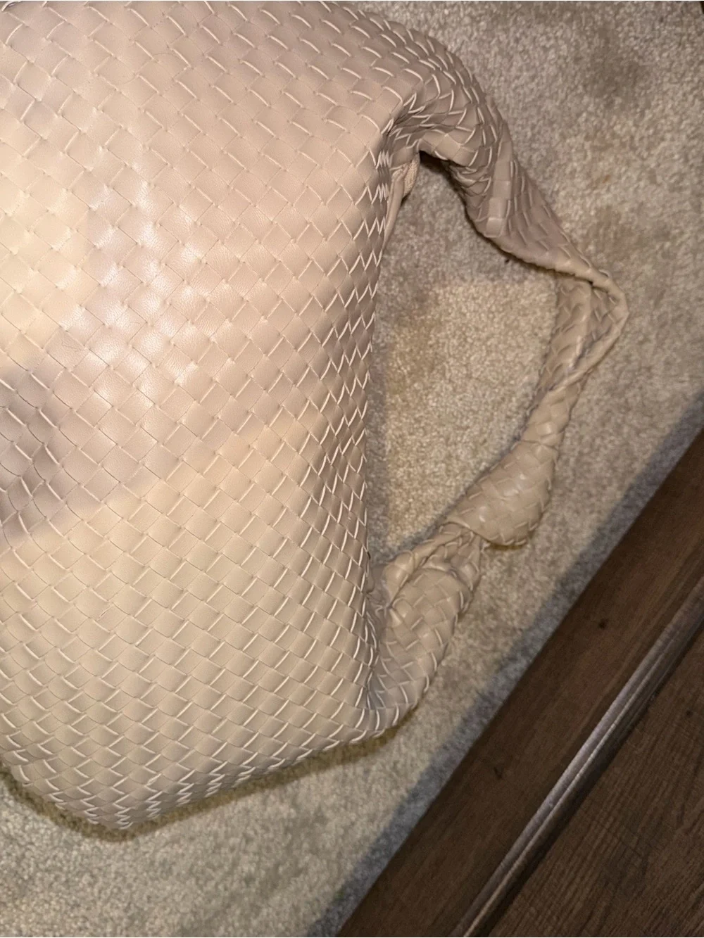 Melie Bianco Woven Hobo Bag in Light Beige